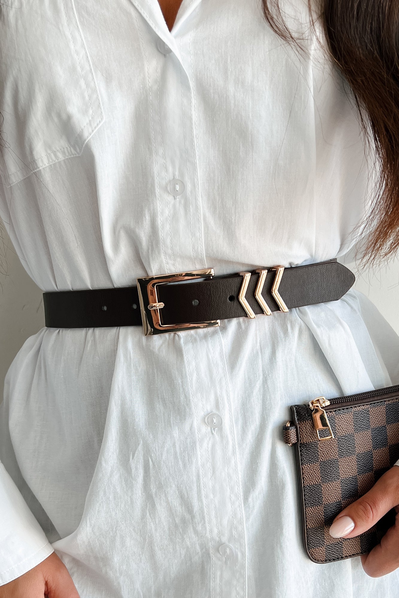 Trimmed Trends Faux Leather Belt (Brown) - NanaMacs