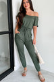 Stroll Through Town Short Sleeve Jumpsuit (Olive) - NanaMacs