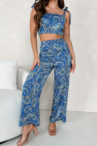 Spectacular Magic Paisley Print Two-Piece Set (Blue) - NanaMacs