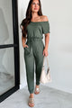 Stroll Through Town Short Sleeve Jumpsuit (Olive) - NanaMacs