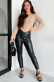 Downtown Dates Faux Leather Skinny Pants (Black) - NanaMacs