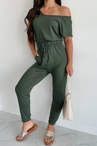 Stroll Through Town Short Sleeve Jumpsuit (Olive) - NanaMacs