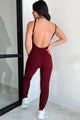 Making Things Right Rib Knit Backless Jumpsuit (Wine)-Ships by 10/17 - NanaMacs