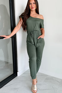 Stroll Through Town Short Sleeve Jumpsuit (Olive) - NanaMacs