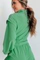 Bettering Myself Textured Woven Jacket & Shorts Active Set (Green) - NanaMacs