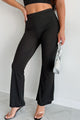 Coasting Along Ribbed Flare Leggings (Black) - NanaMacs