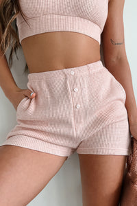 Hitting Snooze Waffle Knit Lounge Set (Pink) - NanaMacs