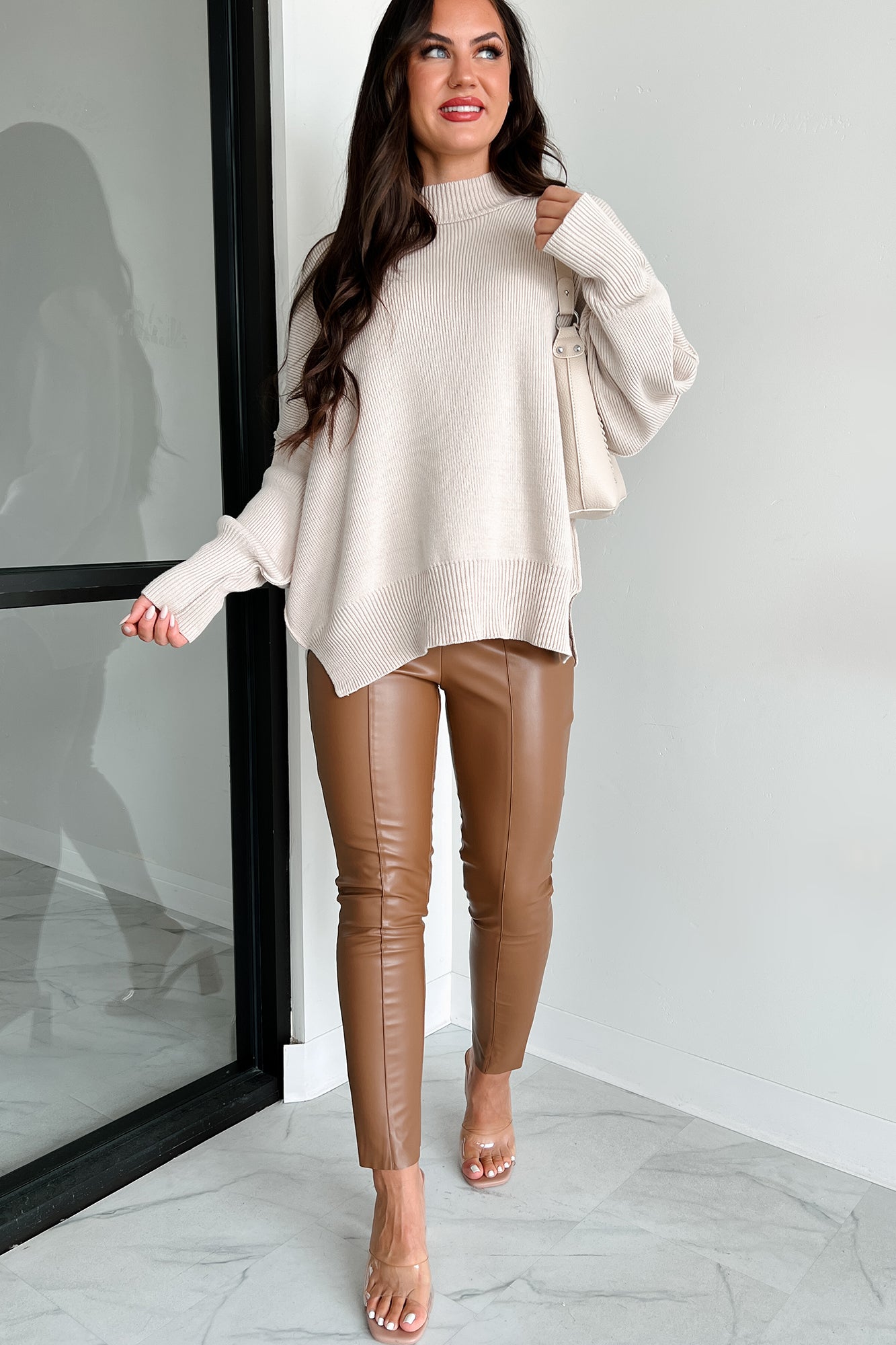 Auden Oversized Zenana Sweater (Sand Beige) - NanaMacs