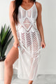 Under The Board Walk Chevron Crochet Maxi Dress (White)