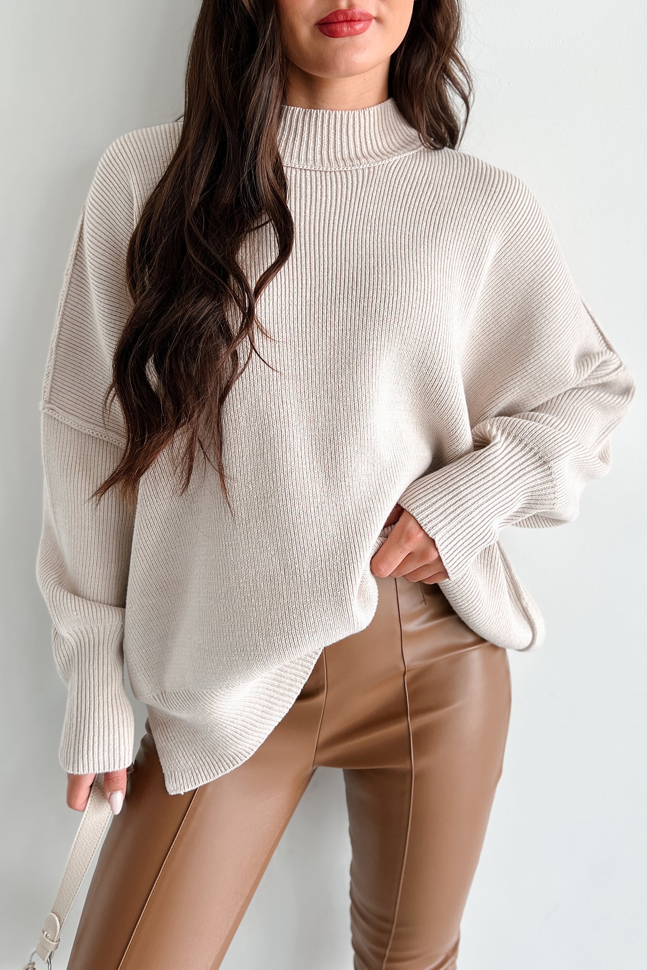 Auden Oversized Zenana Sweater (Sand Beige) - NanaMacs