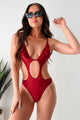 Dreaming Of Tulum Ruffled Cut Out One Piece Swimsuit (Red)