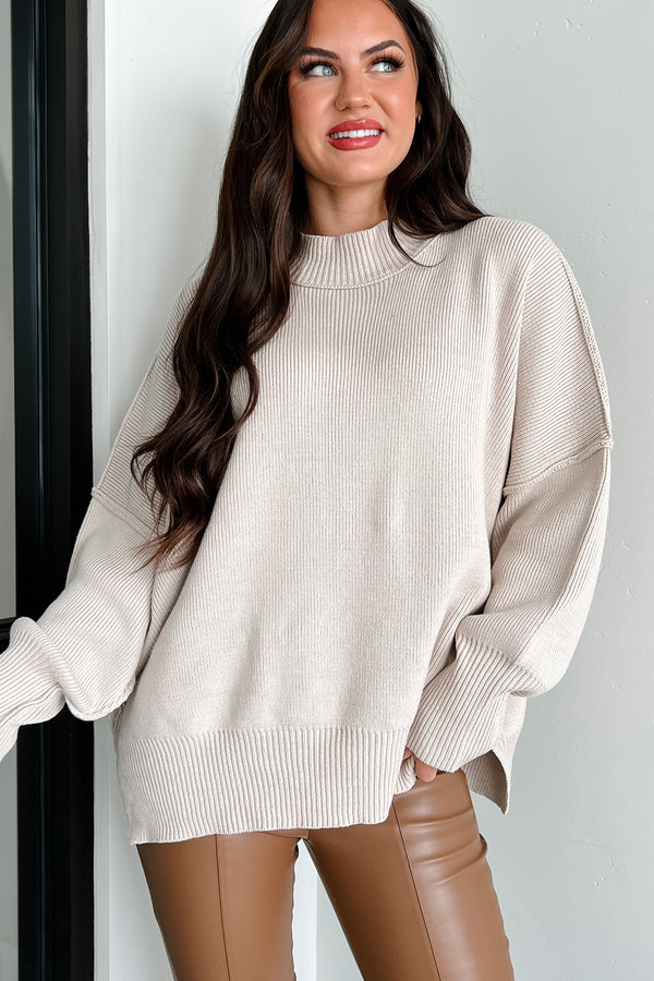 Auden Oversized Zenana Sweater (Sand Beige) - NanaMacs