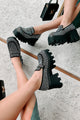 An Intriguing Proposition Rhinestone Platform Loafers (Black) - NanaMacs