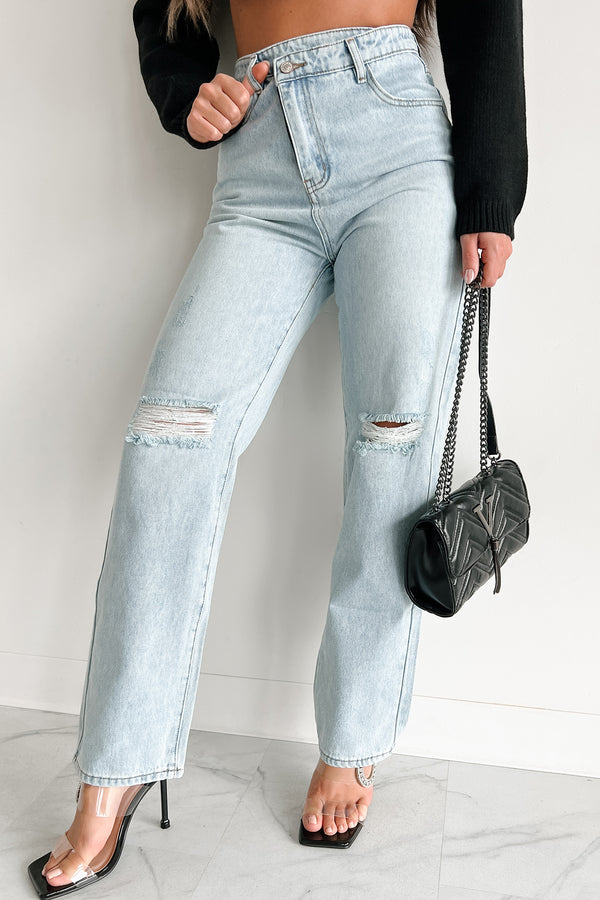 Hayden High Waisted Cross-Over Mom Jeans (Light) - NanaMacs