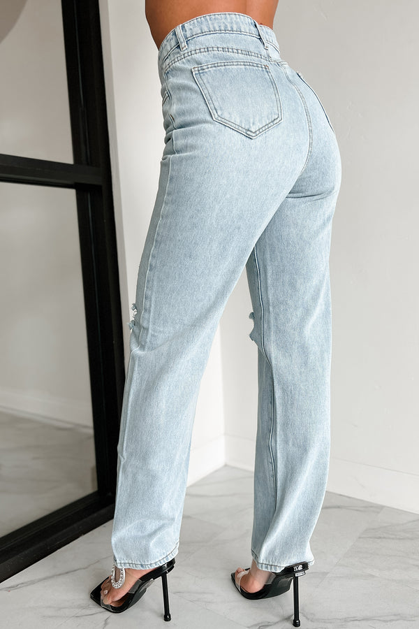 Hayden High Waisted Cross-Over Mom Jeans (Light) - NanaMacs