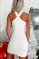 Perfectly Content Ribbed Cross-Over Halter Dress (Off White) - NanaMacs