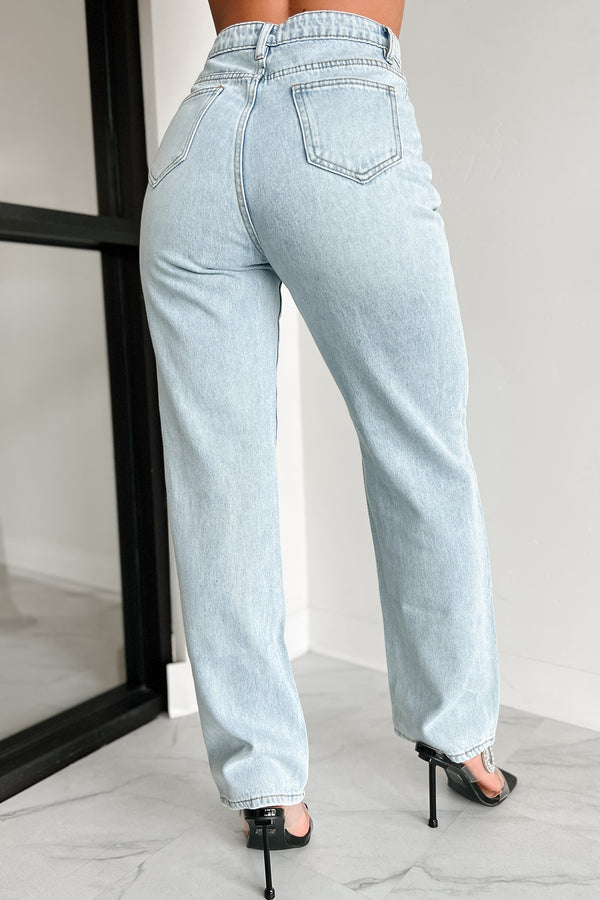 Hayden High Waisted Cross-Over Mom Jeans (Light) - NanaMacs