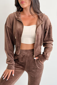 Up And Running Zenana Velvet Two Piece Set (Brown) - NanaMacs