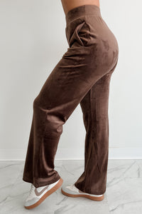 Up And Running Zenana Velvet Two Piece Set (Brown) - NanaMacs