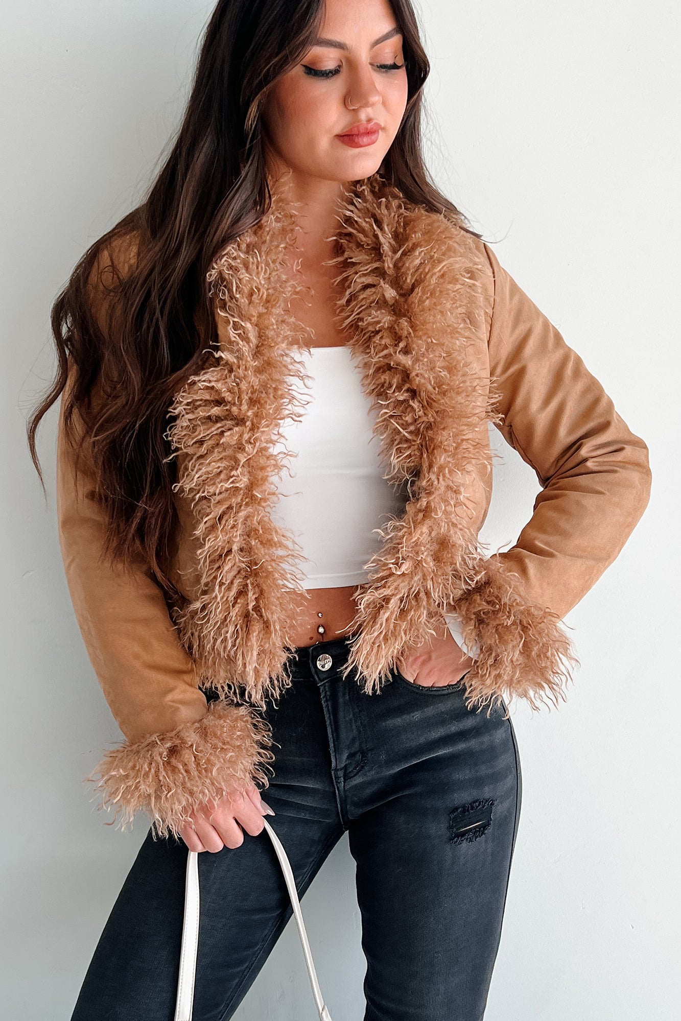 Nostalgia Trip Faux Fur Trimmed Jacket (Camel) - NanaMacs