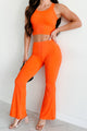 Coasting Along Ribbed Flare Leggings (Orange) - NanaMacs