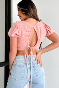 Willa Linen Crop Top With Keyhole Back (Canyon Rose) - NanaMacs