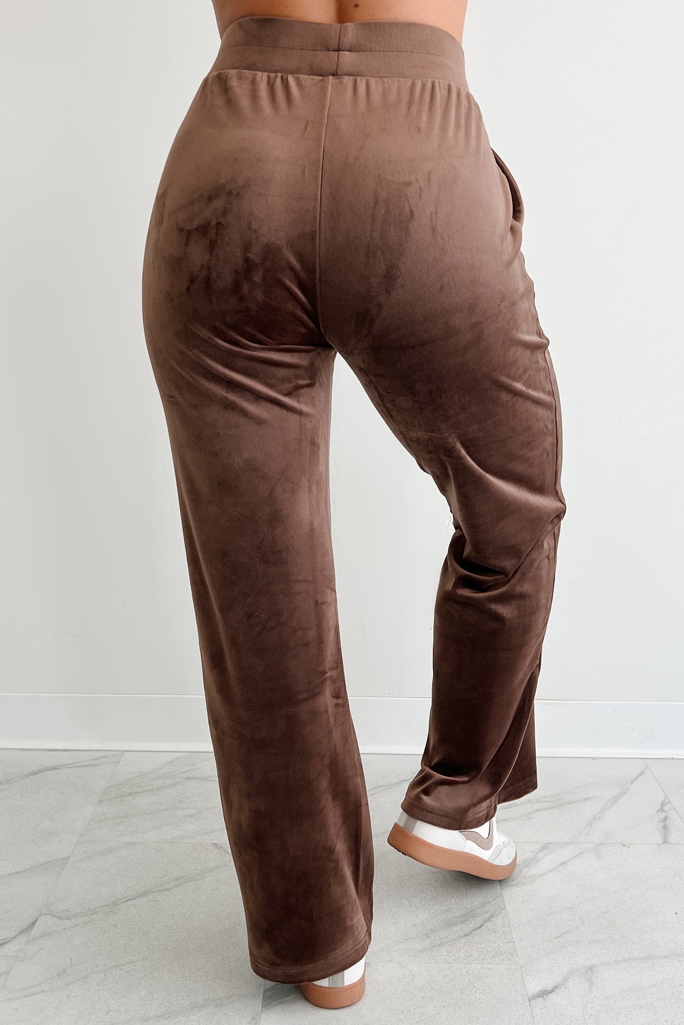 Up And Running Zenana Velvet Two Piece Set (Brown) - NanaMacs