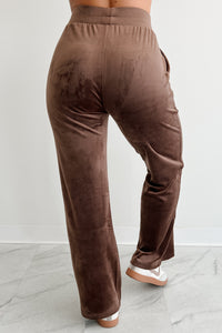 Up And Running Zenana Velvet Two Piece Set (Brown) - NanaMacs