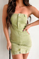 Amala Strapless Denim Mini Dress (Green) - NanaMacs