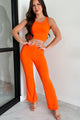 Coasting Along Ribbed Flare Leggings (Orange) - NanaMacs