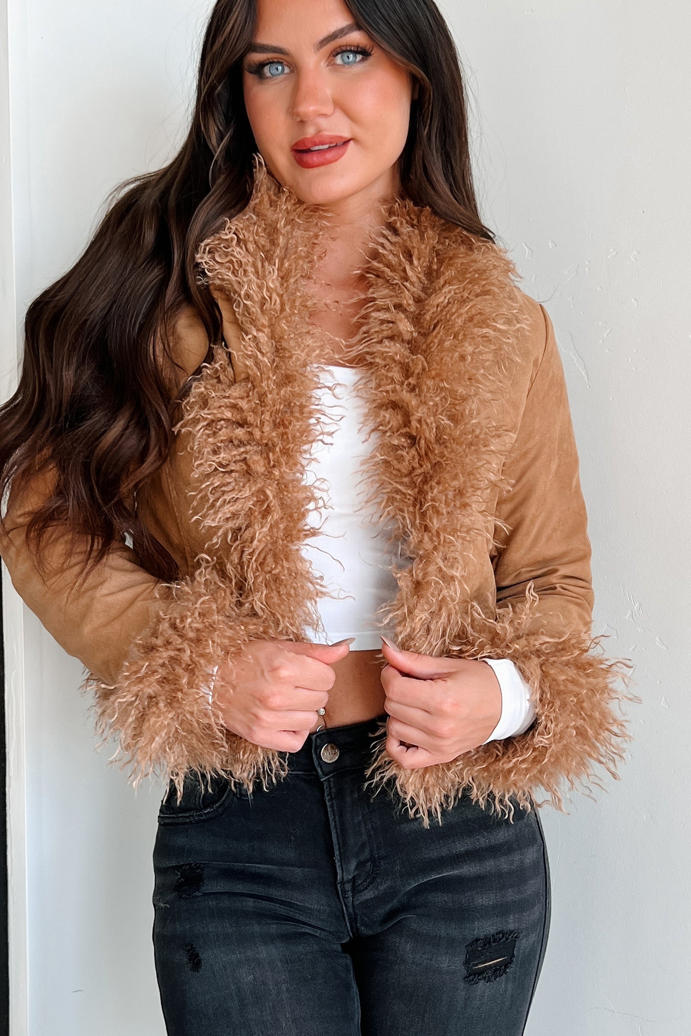 Nostalgia Trip Faux Fur Trimmed Jacket (Camel) - NanaMacs