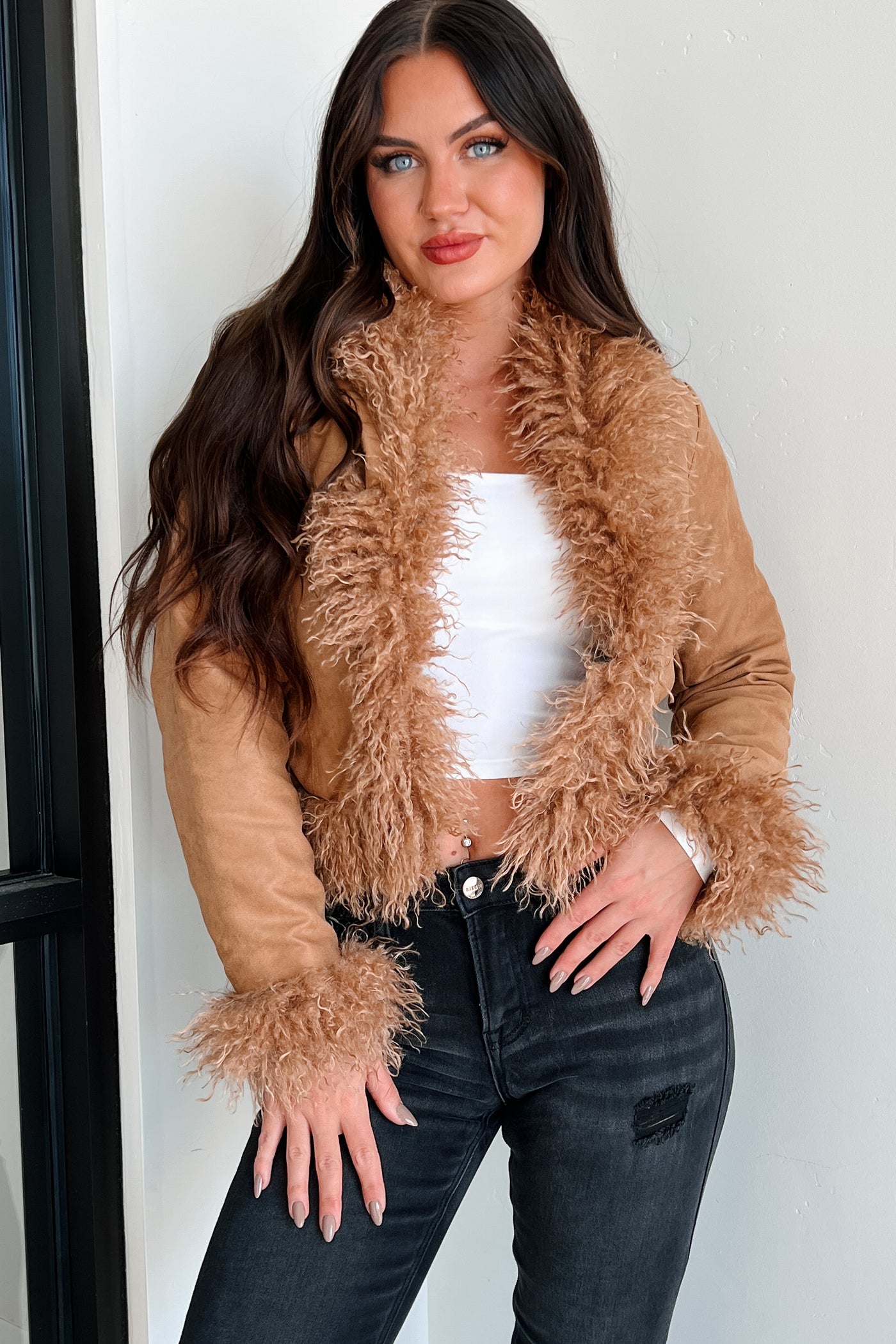 Nostalgia Trip Faux Fur Trimmed Jacket (Camel) - NanaMacs