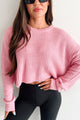 Coziest Memories Crewneck Crop Sweater (Rose Pink) - NanaMacs