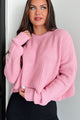 Coziest Memories Crewneck Crop Sweater (Rose Pink) - NanaMacs