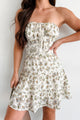 Rooted In Beauty Strapless Floral Mini Dress (Cream) - NanaMacs