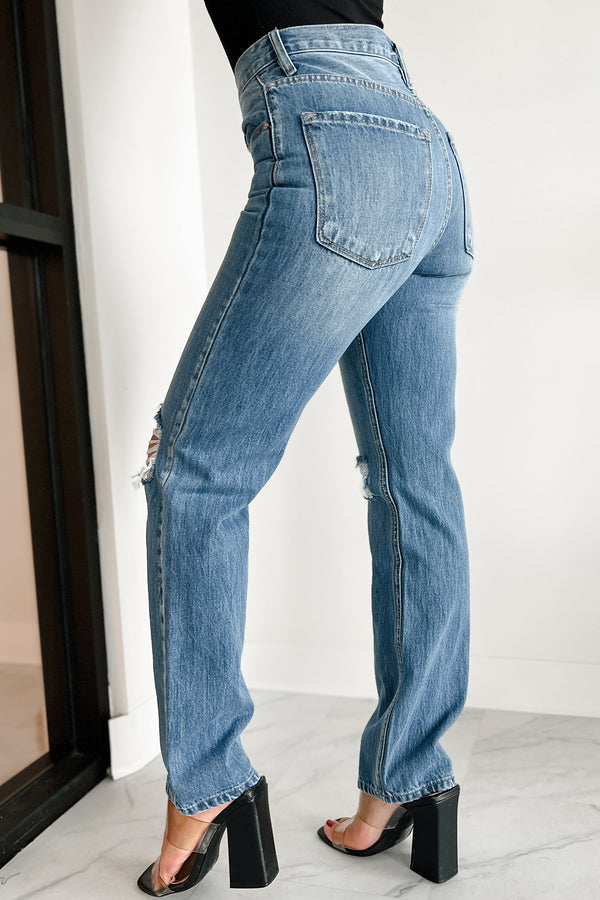 Shonda High Rise Distressed Kancan Straight Leg Jeans (Medium) - NanaMacs