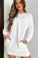 Sigh Of Relief Sweatshirt Mini Dress (Soft White) - NanaMacs
