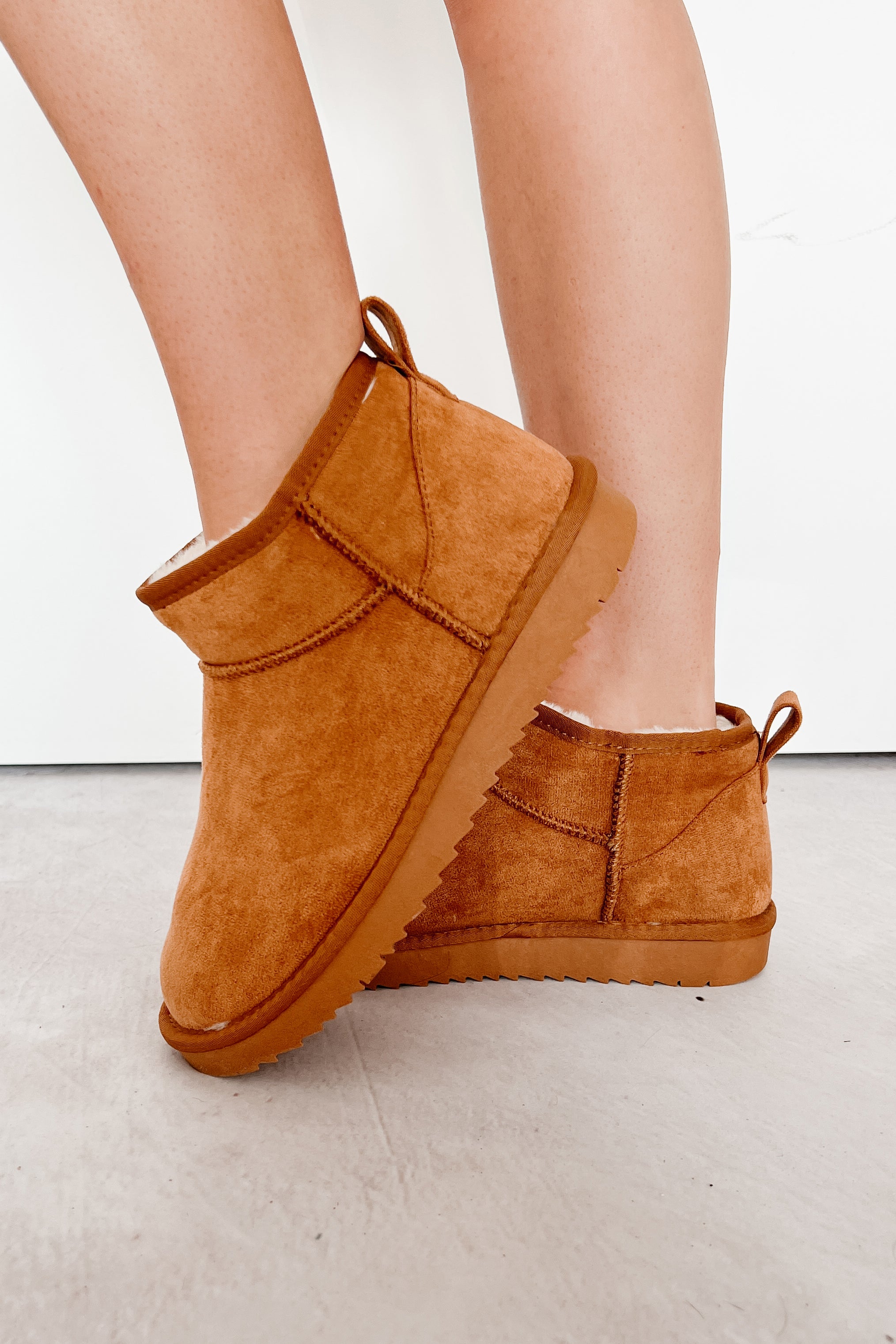 Cozy Pines Fur Lined Ankle Booties (Tan Suede) - NanaMacs