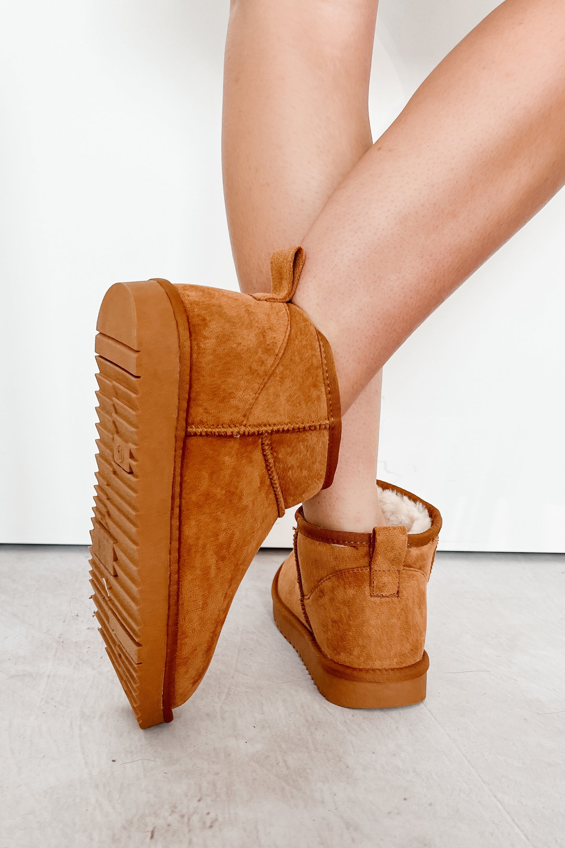 Cozy Pines Fur Lined Ankle Booties (Tan Suede) - NanaMacs