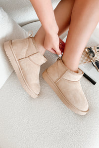 Cozy Pines Fur Lined Ankle Booties (Oatmeal Suede) - NanaMacs