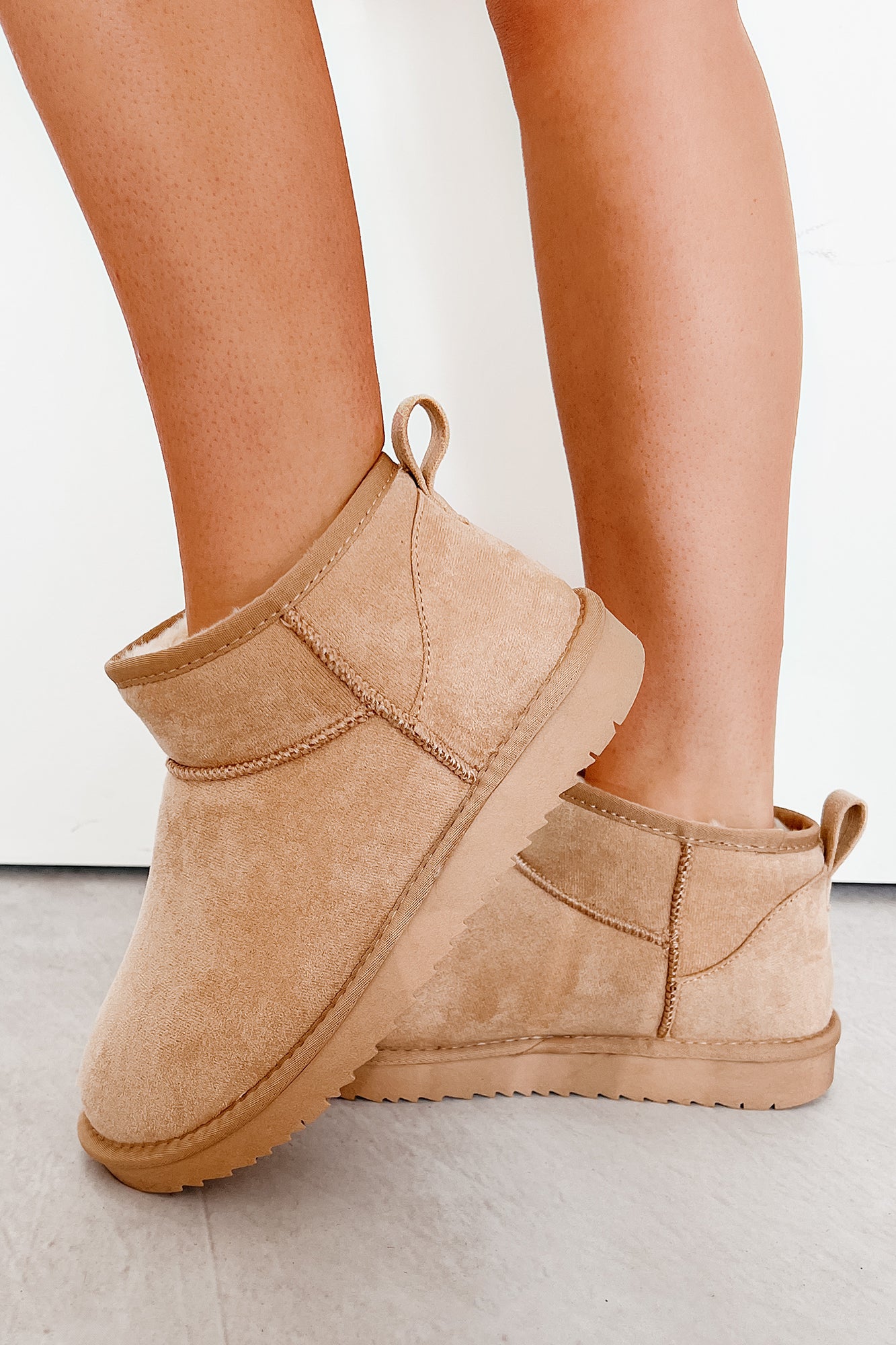 Cozy Pines Fur Lined Ankle Booties (Oatmeal Suede) - NanaMacs