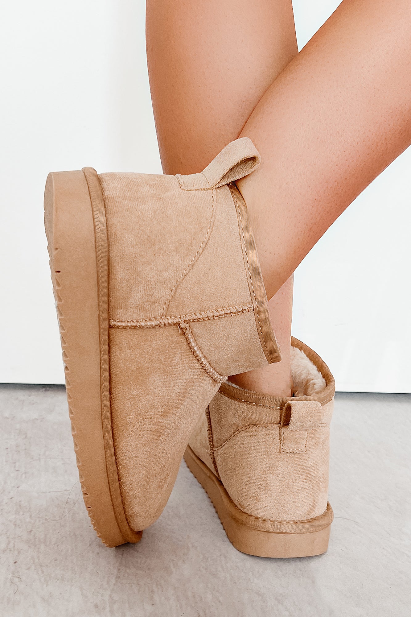 Cozy Pines Fur Lined Ankle Booties (Oatmeal Suede) - NanaMacs