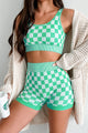 Unlocked Potential Checkered Two-Piece Shorts Set (Green) - NanaMacs