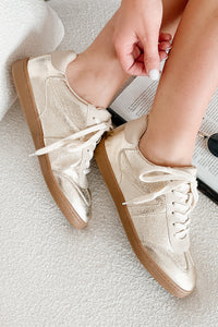Golden As Ever Metallic Lace-Up Sneakers (Gold) - NanaMacs