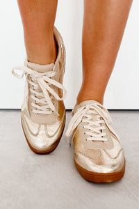Golden As Ever Metallic Lace-Up Sneakers (Gold) - NanaMacs