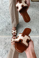 Confident Steps Raffia Slide Sandals (Chestnut) - NanaMacs