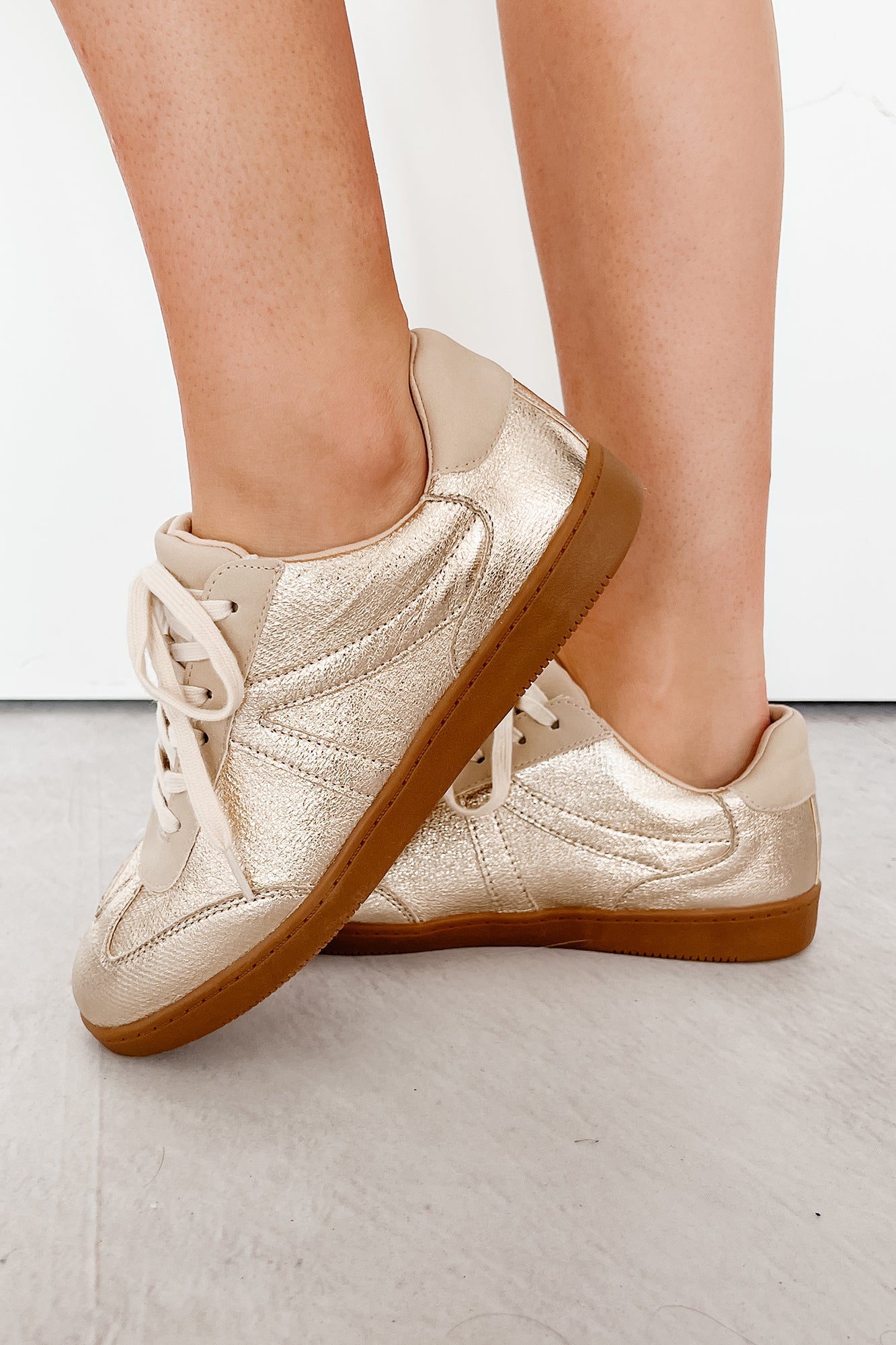 Golden As Ever Metallic Lace-Up Sneakers (Gold) - NanaMacs