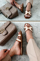 Confident Steps Raffia Slide Sandals (Chestnut) - NanaMacs