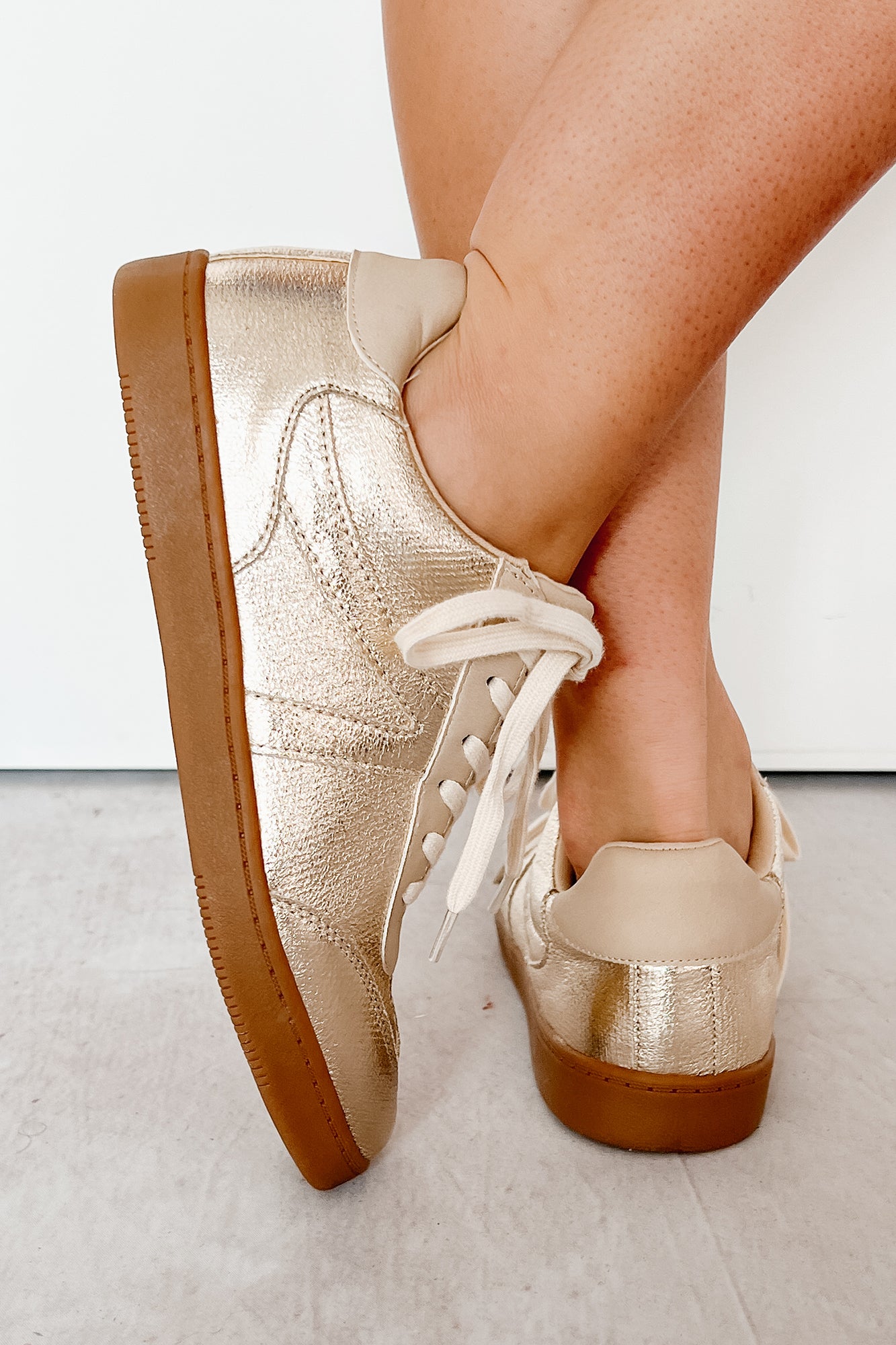 Golden As Ever Metallic Lace-Up Sneakers (Gold) - NanaMacs