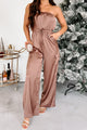 DOORBUSTER Glittering Goddess Rhinestone Embellished Jumpsuit (Mocha) - NanaMacs